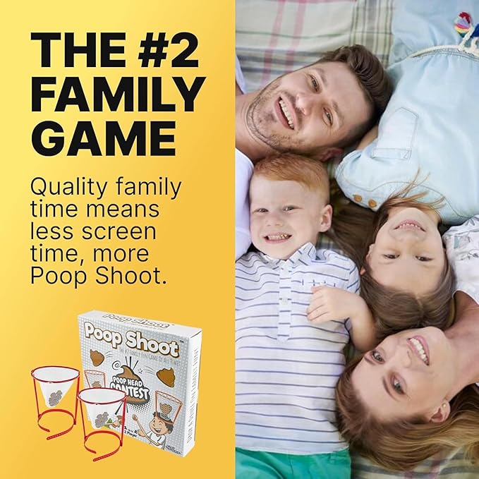 Fairly Odd Novelties Poop Shoot! Head Hoop Game – Hilarious Poop Emoji Toss Game for Family & Friends, Fun White Elephant Gag Gift