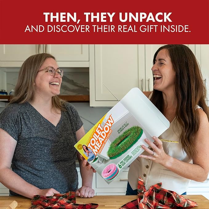Prank-O Toilet Meadow Prank Gift Box – Funny Empty Gag Gift Packaging for White Elephant, Christmas & Office Parties, Hilarious Joke Gift Box to Hide Real Presents for Friends & Coworkers