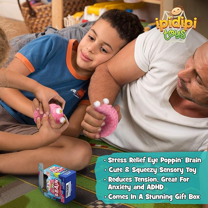 IPIDIPI TOYS Flippy Brain Squishy Eye Popping Toy – Easter Basket Stuffers - Fun Fidget Sensory Squeeze Toy, Birthday Party Favors, Goodie Bag Stuffers for Boys and Girls