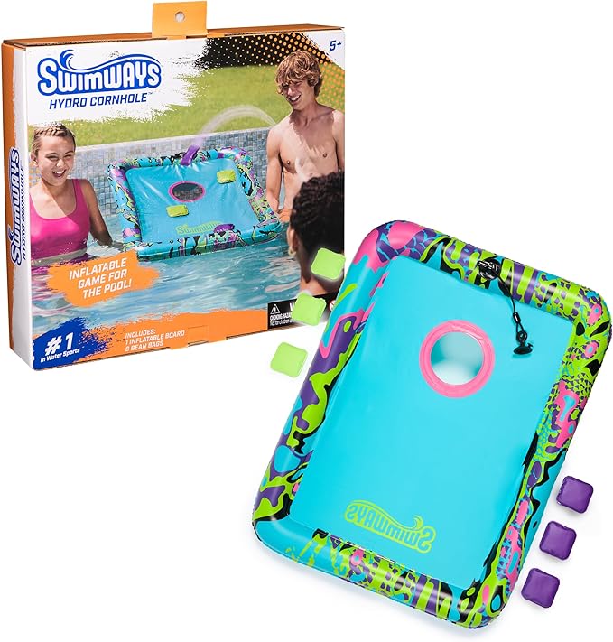SwimWays Hydro Cornhole, Pool Toys for Kids and Adults, Cornhole Toss Game for Beach, Lake and Swimming Pool, Outdoor Toys for Kids Aged 5 & Up