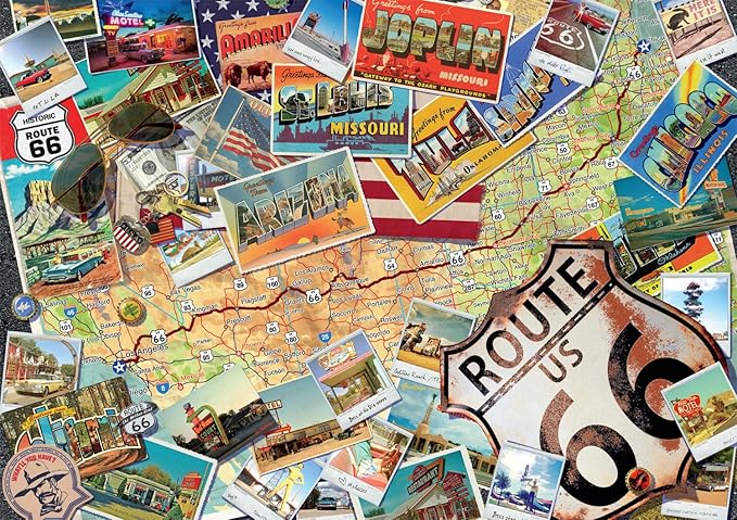 Buffalo Games - Route 66 Map - 300 Large Piece Jigsaw Puzzle for Adults - Challenging Puzzle Perfect for Game Nights
