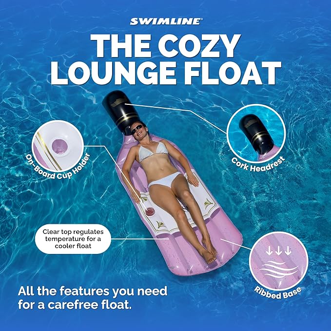 SWIMLINE Inflatable Swimming Pool Float Lounger Raft Mattress, Fun Mat, Rosé Classic Edition, Pink