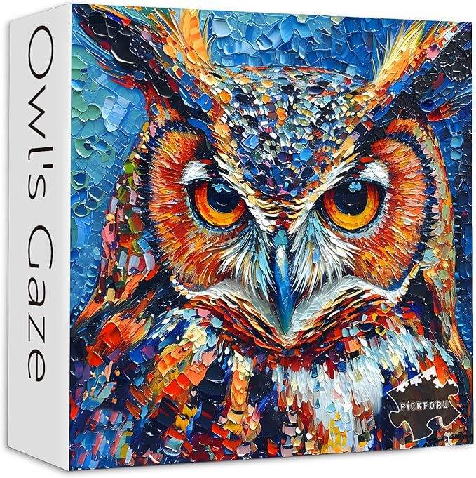 PICKFORU Owl Puzzles 1000 Pieces, Bird Art Hard, Impossible Difficult Jigsaw Puzzles 1000 Pieces Owl Painting Challenging