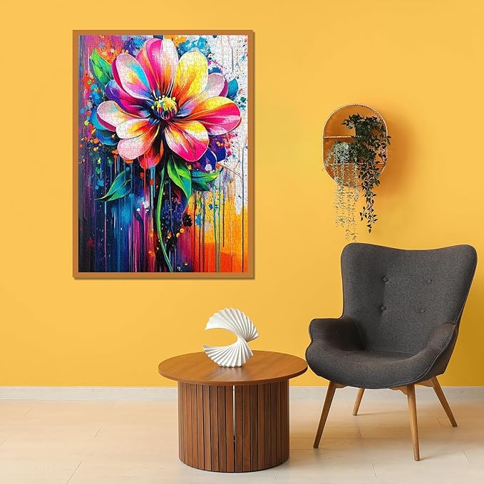Rainbow Flower 1000 Piece Puzzle for Adults, Nature Floral Art Jigsaw Puzzles, Colorful Gradient Plant Puzzle as Home Wall Decor