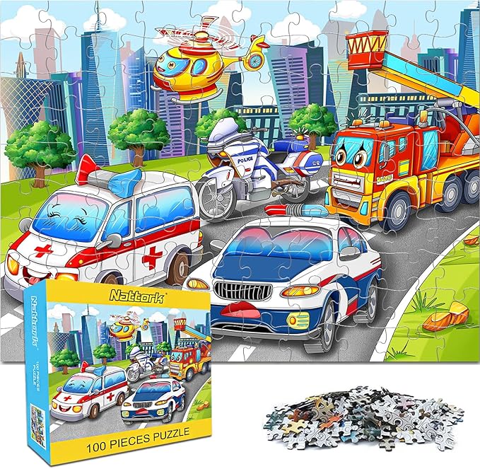 Nattork Jigsaw Puzzles 100 Pieces for Kids Youth Car Puzzle - Pieces Fit Together Perfectly