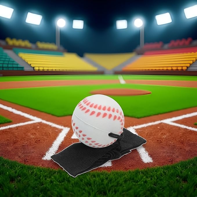 White Baseball Wrist Ball Wristband Sports Balls on a String Includes Basketball, Baseball and Football Return Rubber Rebound Ball for Party Favor, Exercise or Play Sports (1.9 inches)