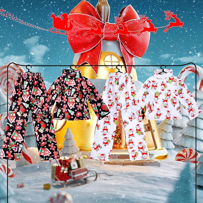 Hungdao 4 Pcs Christmas Doll Clothes Christmas Accessories Doll Clothing Pajamas and Nightgown Holiday Outfits for Boys Girls Xmas Party Supplies