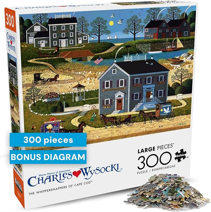 Buffalo Games - Charles Wysocki - The Whippersnappers of Cape Cod - 300 Piece Jigsaw Puzzle for Adults - Challenging Puzzle Perfect for Game Nights - Finished Size is 21.25 x 15.00