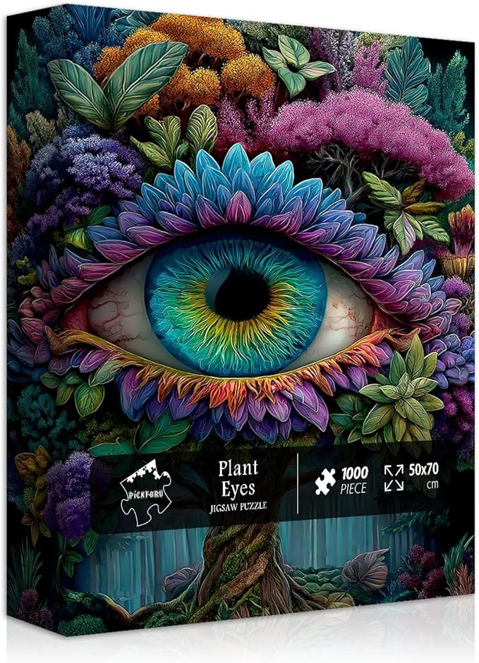 Impossible Puzzle for Adults 1000 Pieces, Fantasy Eye Nature Jigsaw Puzzle Plant Forest, Vintage Puzzles Challenge for Adults