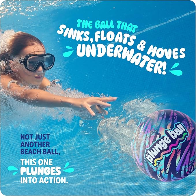 Plunge Ball - Pool Toys - Swimming Pool Games for Kids, Adults and Family - Water Balls - Water Toys for Kids Ages 8-12 - Teens, Boys Fun Stuff - Swim Balls Sports Accessories (9 Inch)