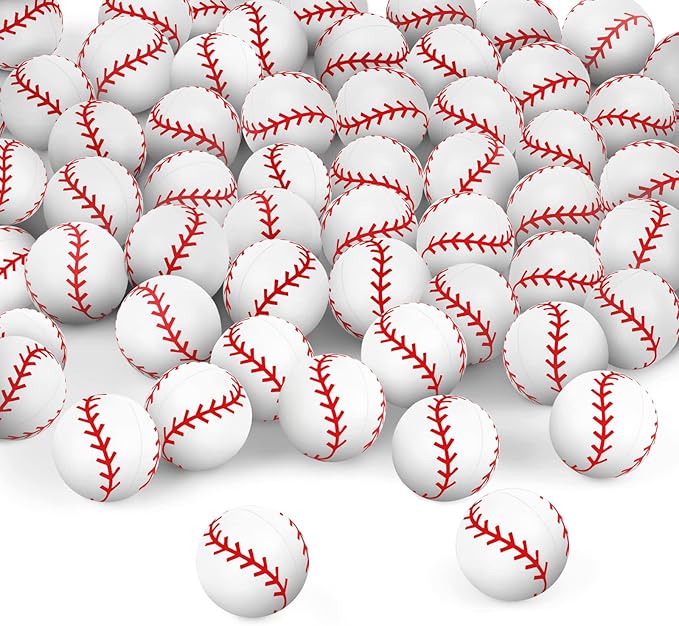 Deekin 200 Pcs Baseball Bouncy Balls Bulk 0.98'' Mini Rubber Bouncing Balls Sports Party Favors for Kids Fillers (Baseball)