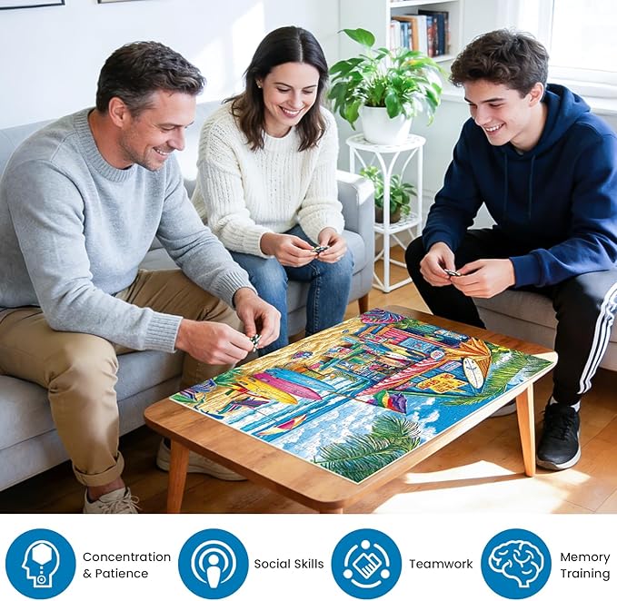 500 Piece Puzzles for Adults,Beach Surf Shack Puzzle,Recycled Cardboard Summer Jigsaw Puzzles 500 Pieces,Challenging Family Activity Great Gift Idea,Landscape Puzzles Size 20.5 x 15 in