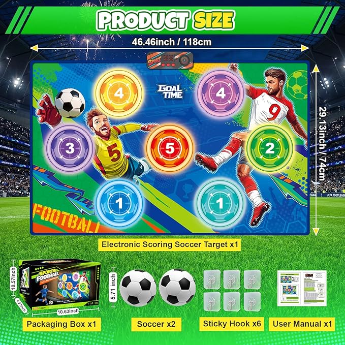 Electronic Soccer Game Toy Set for Kids, Soccer Trainer, Soccer Ball Game Outdoor Indoor Soccer Training Game with Scoring, 2 Soccer & 3 Modes, Soccer Robot Toys Gifts for 3-12 Years Old Boys Girls