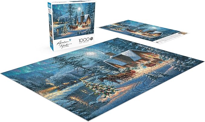 Buffalo Games – Abraham Hunter - Silent Night - 1000 Piece Christmas Jigsaw Puzzle - Festive Holiday Puzzle for Adults – Precision-Cut Pieces, Winter Artwork, Hours of Relaxing Fun