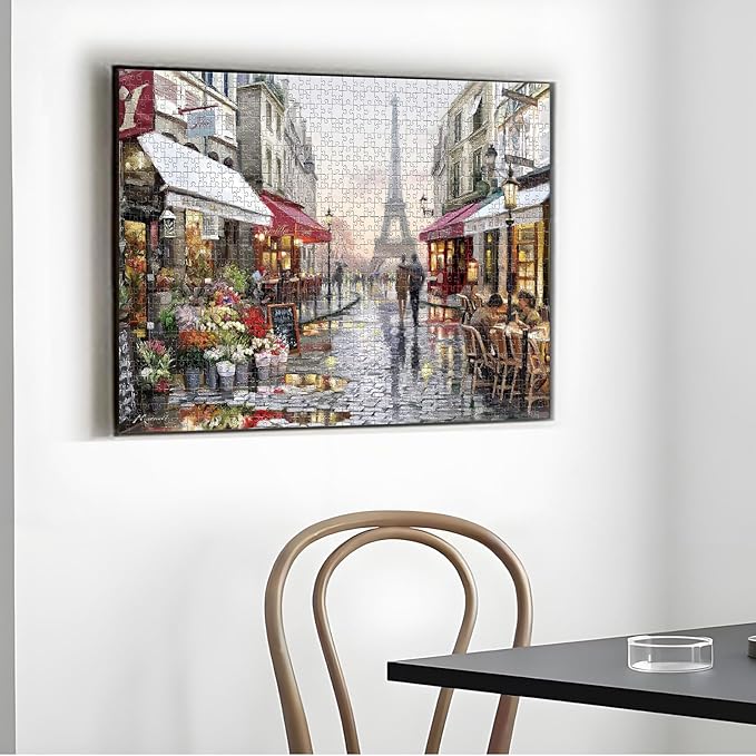 1000 Piece Jigsaw Puzzle for Adults Teens Kids - Fine Art Challenging, Paris Street 1000Pcs Puzzle, Family Game Gift, Size 27"x20"
