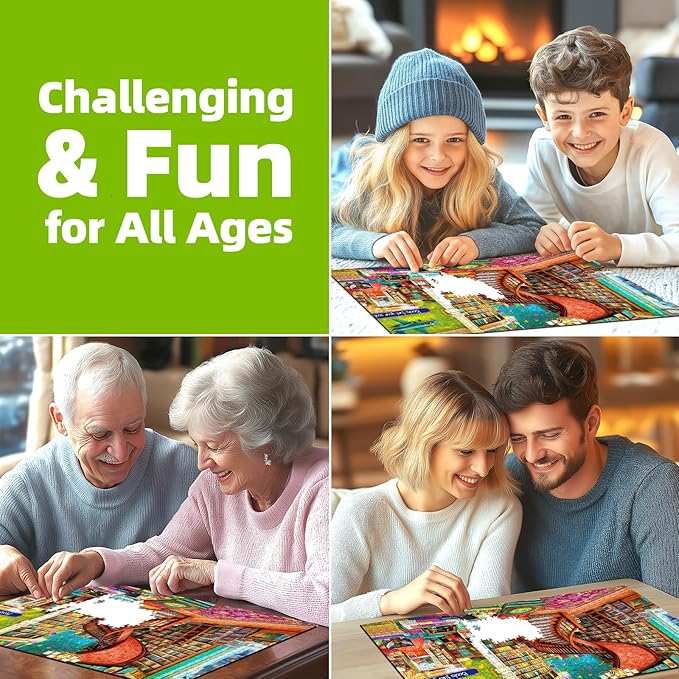 Vintage Bookstore Maze 1000 Piece Puzzle for Adults, Fun Puzzles for Adults 1000 Pieces with HD Print & Poster, 27.5 * 19.7 in Dust Free, for Gifts Halloween Christmas Family Games Lovers