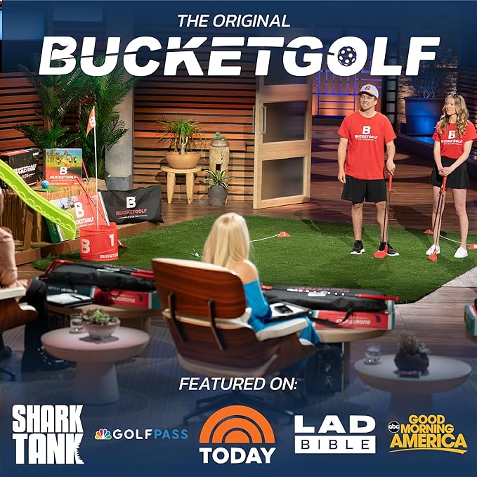 bucketgolf Original Game 3-Hole Travel Set – #1 Backyard Golf Game for Adults. Ideal for Yard, Beach, Park, Camping, and Outdoor Fun. (2 Right-Hand Clubs)