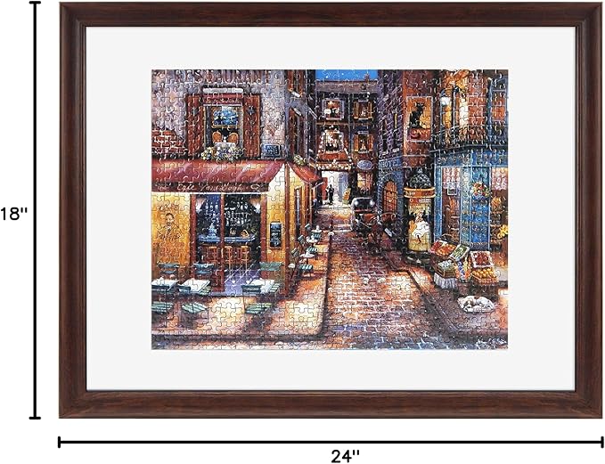 MCS 18x24 Puzzle Frame for Finished Puzzles, Walnut Woodgrain Vertical & Horizontal Wall-Mounted Large Picture Display for Preservation (1-Pack)