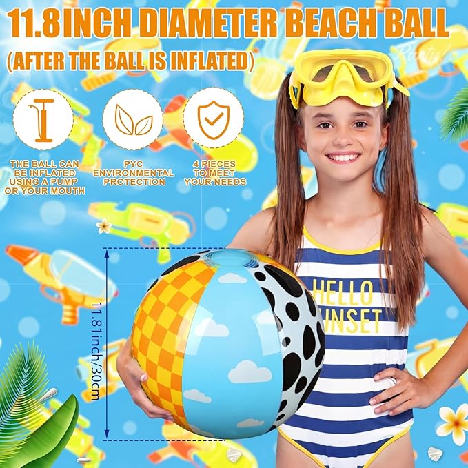 2 Pack Cartoon Story Themed Beach Balls 11.8" Inflatable Ball Bulk for Summer Pool and Beach Game Gifts Cartoon Story Birthday Party Favors Supplies and End of The Year Class Decoration