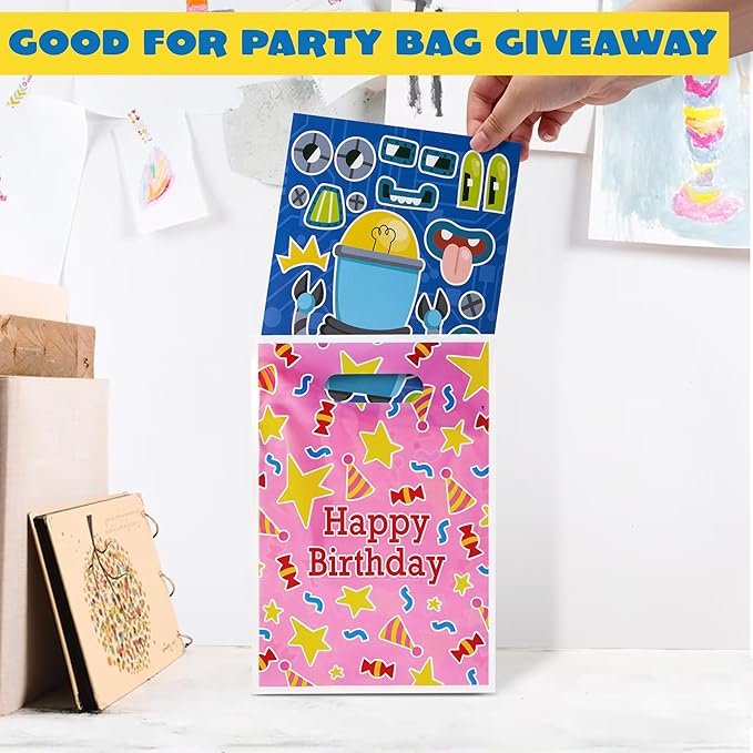 JOYIN 36 Sheets 9"x6" Make a face Stickers for Kids, Make Your Own Robot Stickers, Crafts Birthday Party Favors, Goodie Bags Classroom Activities