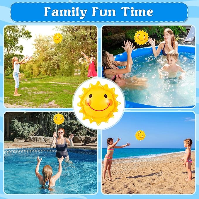 Jexine 24 Pcs Inflatable Beach Balls for Kids Beach Balls for Summer Pool Games Kids Birthday Pool Party Supplies(5 Inch, Sun)