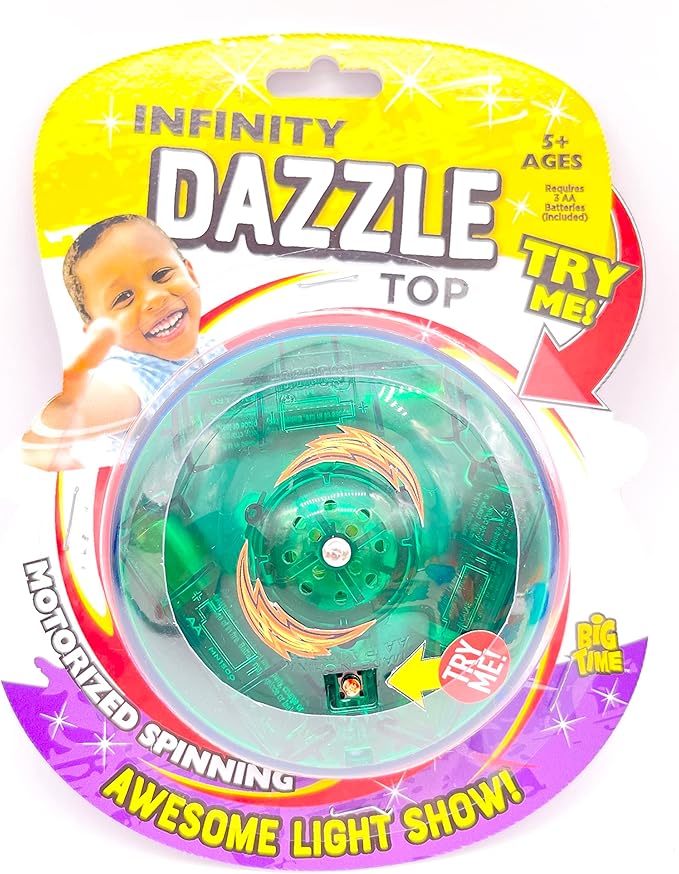 Infinity Dazzletop Party Pack! 4 Pack! Batteries Included, LED Light Show! Motorized Spinning, Easy Turn on and Off! Fun for All Ages!