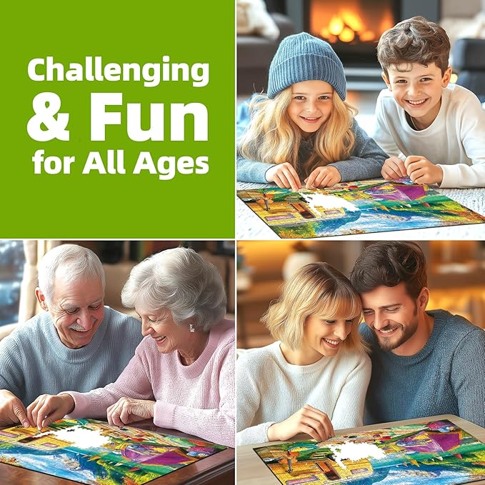 1000 Pieces Puzzles for Adults, Charming Outdoor Mountain Lake Camping Jigsaw Puzzle for Family Fun Decoration, Gifts, Party Game, Finished Size 27.5" x 19.7"