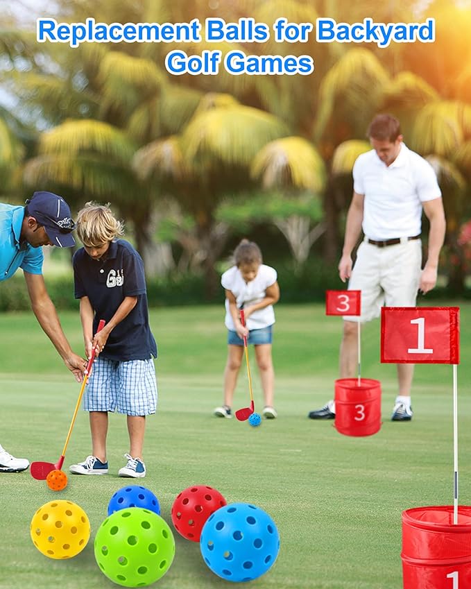 HOTWIND 6-Pack Backyard Golf Game Replacement Balls Colorful 3" Practice Golf Balls with Carry Bag Compatible with Yard Games Perfect for Family Outdoor Party Play