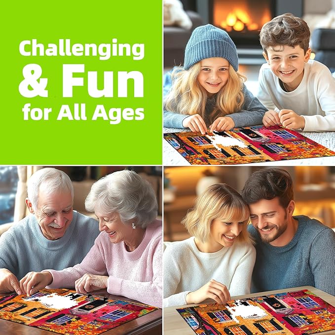 Color Townhouses 1000 Piece Puzzle for Adults, Funny Puzzles for Adults 1000 Pieces with HD Print & Poster, 27.5 * 19.7 in Dust Free, for 2026 Gifts Family Party Games