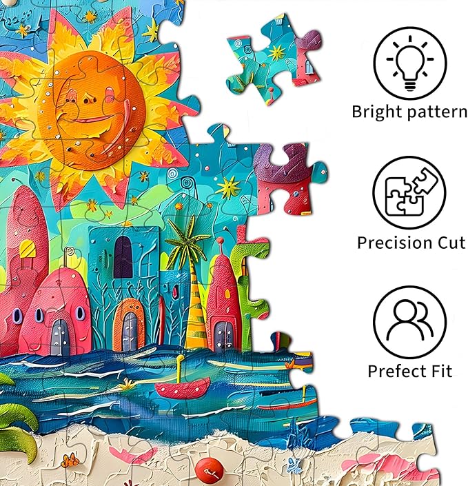 Sunny Beach Puzzles for Adults 1000 Piece, Jigsaw Puzzles for Adults, Adult Challenging Game Toys, Impossible Puzzle, Family Decoration Puzzle