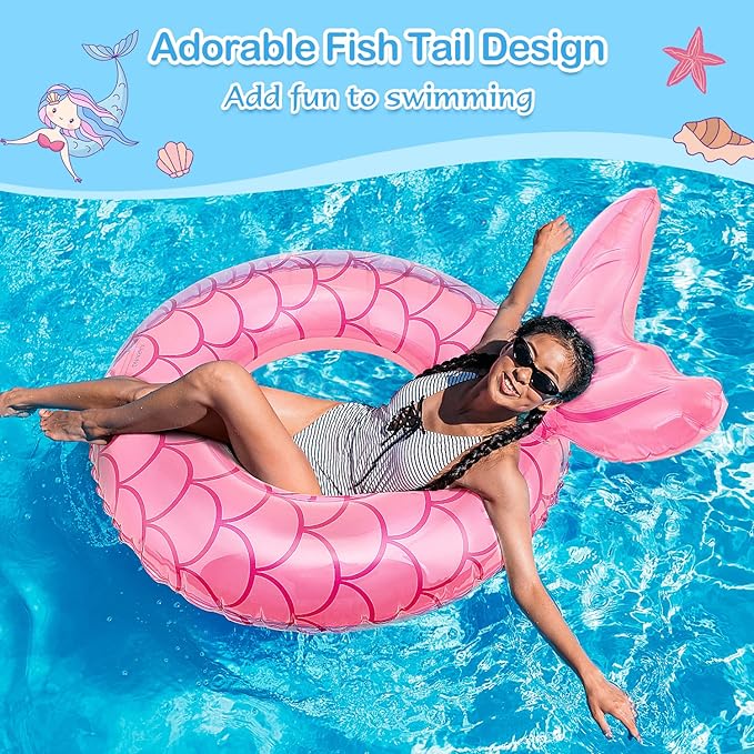 MoKo Inflatable Swimming Ring, Cute Pool Float Tube Decorations Swim Tubes Outdoor Pool Beach Water Floats Party Supplies Floaties
