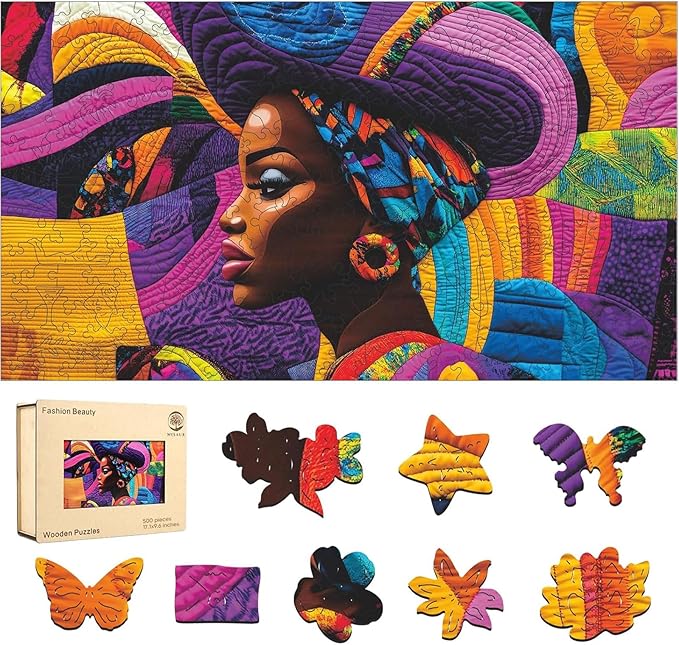 MYS A·U·R Fashion Beauty Puzzles for Adults, Fine Art 500 Pieces Wooden Puzzles Collection Toy Jigsaw Puzzles Birthday Gifts Family Game 17.1"*9.6"