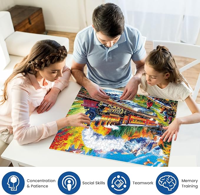 500 Piece Puzzle for Adults,Mountain Train Puzzles for Adults Elderly,Recycled Cardboard Winter Landscape Puzzles 500 Piece,Challenging Family Game Great Gift for Friends,20.5 x 15 in
