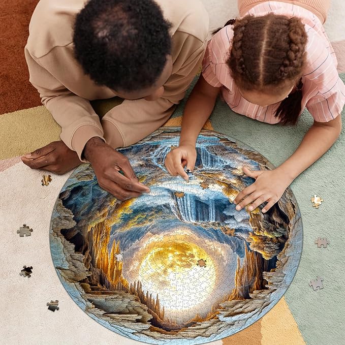 Masseruon 1000 Piece Puzzle for Adults, 26.6 * 26.6in Moonlit River Puzzle for Adults, 1000 Pieces Flat Puzzles with 3D Visual Effect When Completed, Puzzles Gift for Women Men