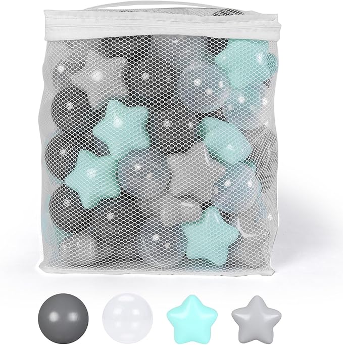 STARBOLO Star Ball Pit Balls - 100pcs Crush Proof Plastic Children's Toy Star Ball Ocean Balls for Birthday Parties Game Pool,2.2'' Balls and 2.55'' Stars