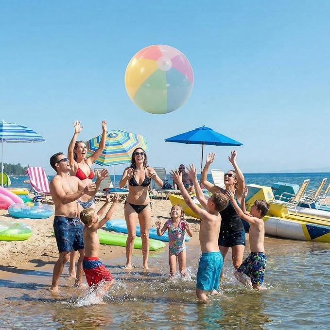 12 Pcs Pastel Inflatable Beach Balls Bulk Pastel Color Jumbo Big Beach Balls Baby Shower Birthday Summer Swimming Party Decorations Favor Water Games(26.5 Inch,Macaron Color)