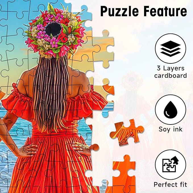 1000 Pieces Jigsaw Puzzles for Adults, Hawaii Hula Beach Tropical Puzzle with Letters on Back, Hard Difficult Challenging Adult Puzzle for Family Game & Holiday Decor Gift