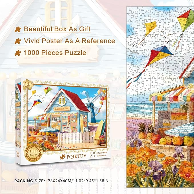Puzzles for Adults 1000 Pieces Jigsaw Puzzles with Letters on Back Impossible Puzzle No Dust Family Decoration Gifts for Women Men (27.56x19.7 Inch)