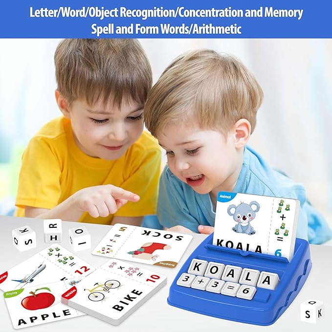 Yolscue Montessori Matching Letter Games,Educational Toys for 3-8 Year Olds Boys Girls,Alphabet Learning Toys for Kids Ages 3-8 Years,Birthday Party Gifts for 3-8 Year Olds Boys Girls(Navy Blue)