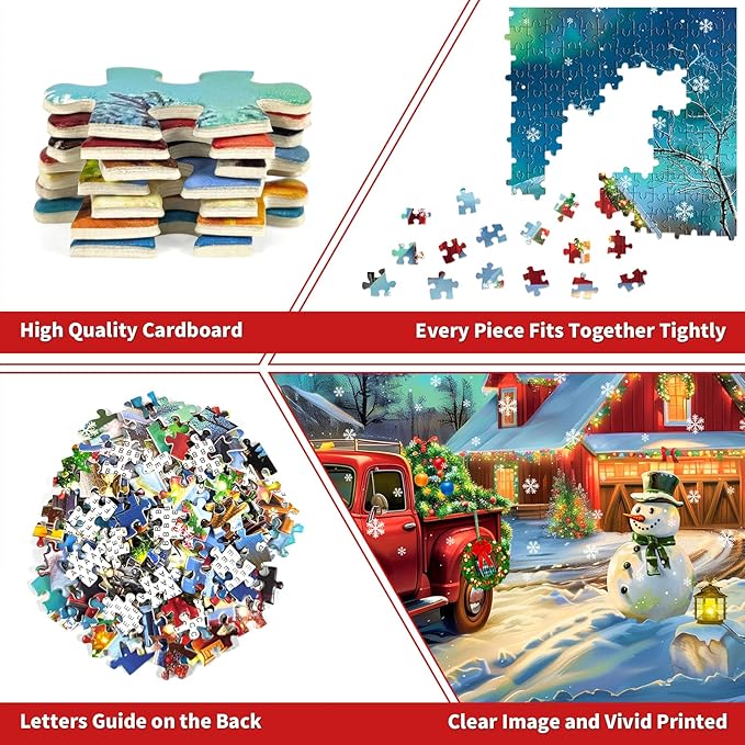 Christmas Puzzles 1000 Pieces, Aurora Christmas Eve Puzzle, Northern Lights Puzzles for Adults 1000 Piece for Adults Teens Kids, Xmas Scene Challenging Puzzle Game Perfect Vacation Gift
