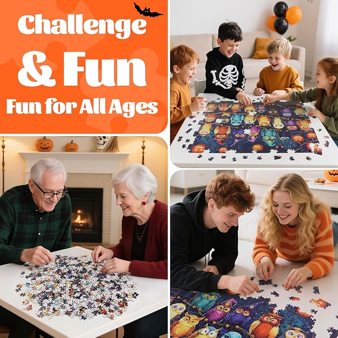 Halloween Owls Family Puzzles - Puzzles for Adults 1000 Piece - Challenging Puzzle Perfect for Game Nights Family Decoration Puzzle