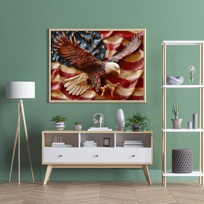 Puzzles for Adults 500 Pieces, Eagles Jigsaw Puzzles - Wings of Liberty, Impossible American Flag Puzzles for Seniors Family, 20.47x14.96 inches, 1:1 Poster, Letter on the Back