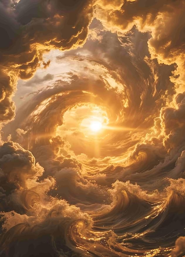 Puzzle for Adults 1000 Pieces, Golden Cloud Vortex Sun Puzzle, Challening Impossible Difficult Hard Fun 1000 Pieces Jigsaw Puzzles for Adults