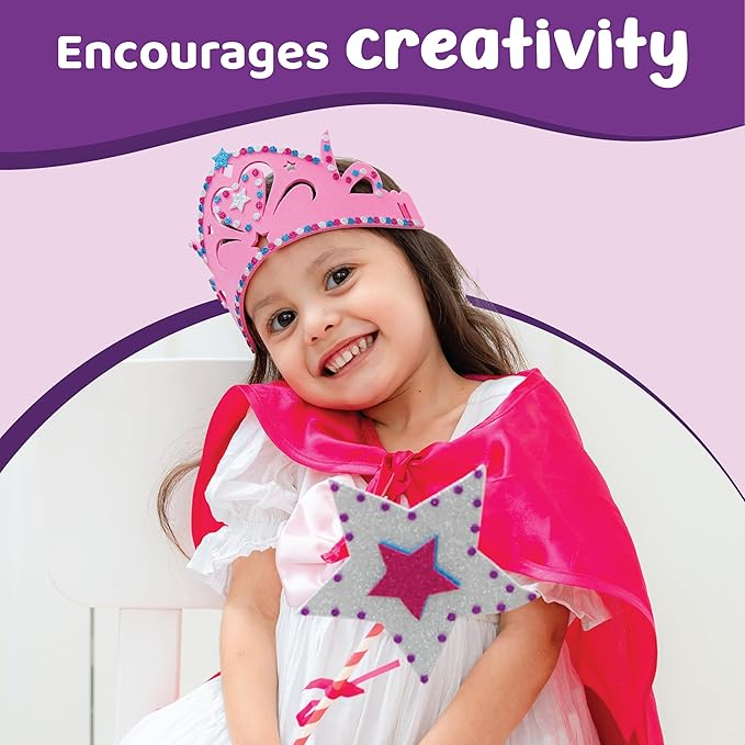jackinthebox Princess Themed Arts and Crafts for Girls - Make a Cape, Tiara and Wand, Easter Gifts for Girls Ages 5 6 7 8 Years, 3 Craft Projects in 1 Box..