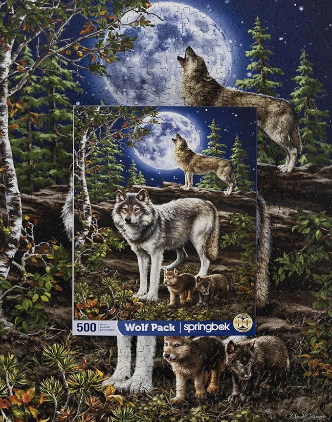 Springbok Wolf Pack 500 Piece Jigsaw Puzzle for Adults - Unique Cut Pieces - Made in USA