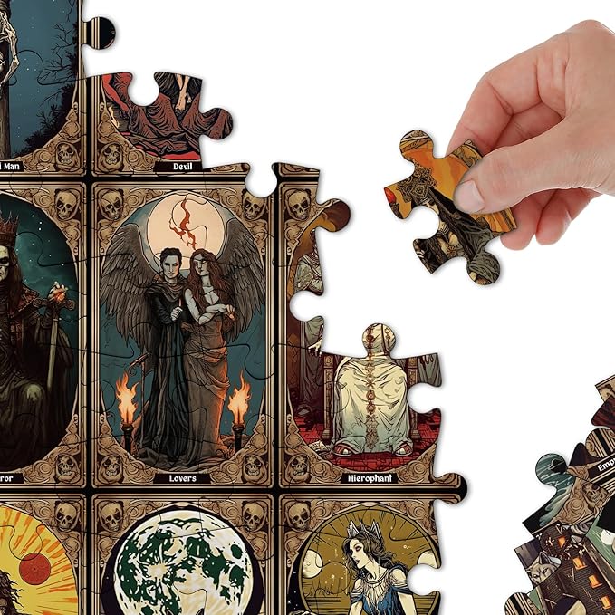 Horror Tarot Cards Puzzles for Adults 1000 Pieces and up, PICKFORU Halloween Puzzle as Horror Present, Scary Skull Puzzle as Home Decor