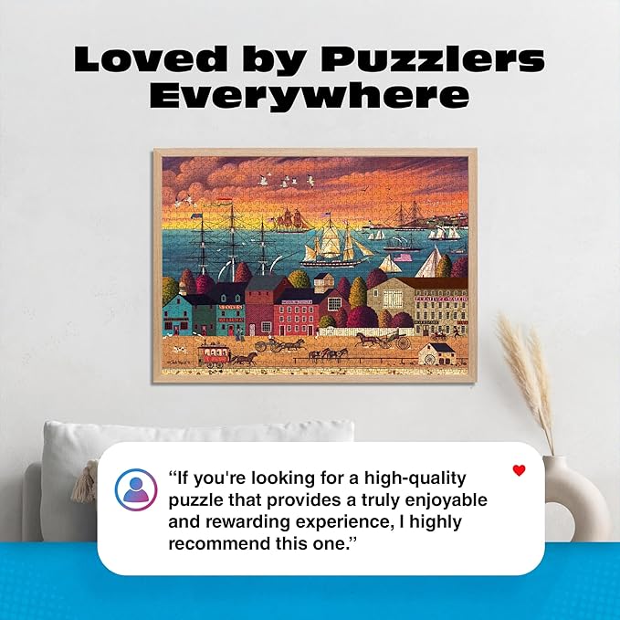 Buffalo Games – Charles Wysocki Hoopla at the Harbor 1000 Piece Jigsaw Puzzle for Adults, Classic Nautical Americana Scene, Made in USA