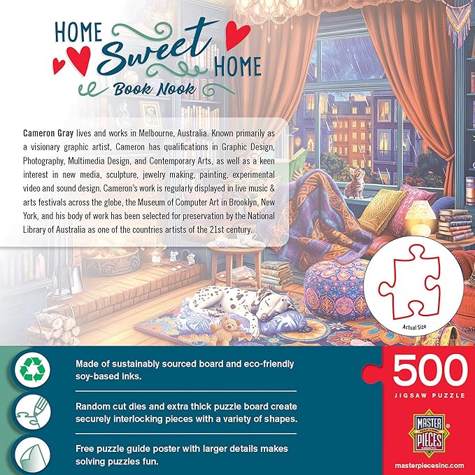 Masterpieces 500 Piece Jigsaw Puzzle for Adults, Family, Or Youth - Book Nook - 15"x21"
