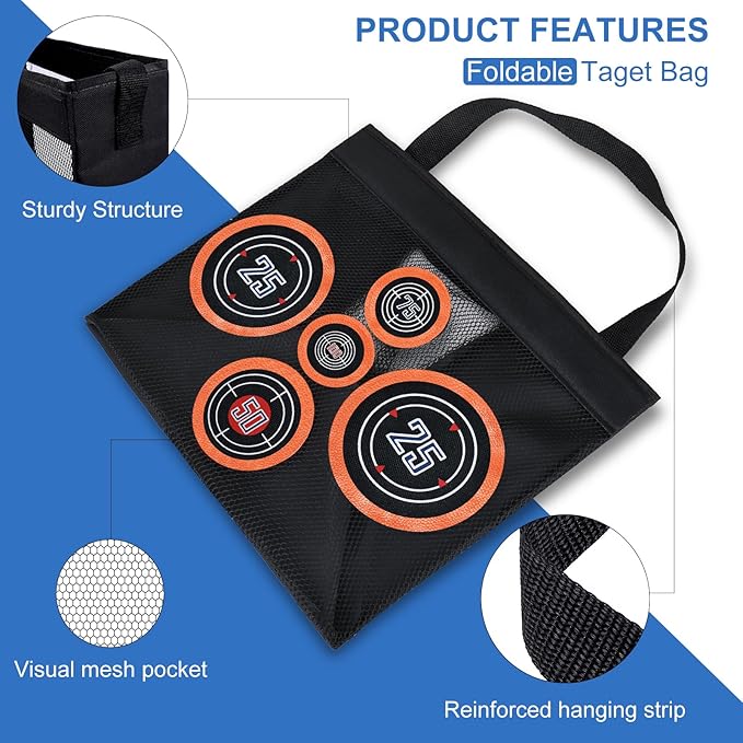 Toy Target Fits for Nerf Guns, Portable and Foldable Net Taget for Shooting Practice, with Mesh Netting for Outdoor or Indoor Play, Birthday or Party Gift (Target ONLY)