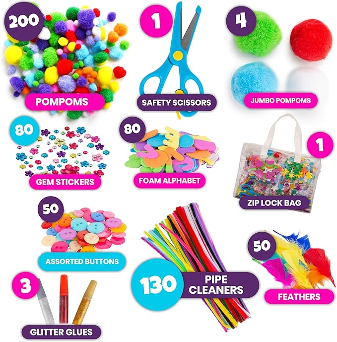 Blue Squid 2000+pcs Craft Kits for Kids, Ages 4-9 Girl Boys Gifts Arts and Crafts for Kids Craft Kits Toys for 4-9 Year Old Girls Boys Birthday Presents Gifts Crafts for 4-10 Year Olds